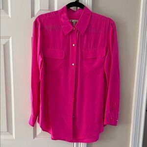 Juicy Couture Vibrant Pink Button-Up Shirt sz 6 Gold Buttons